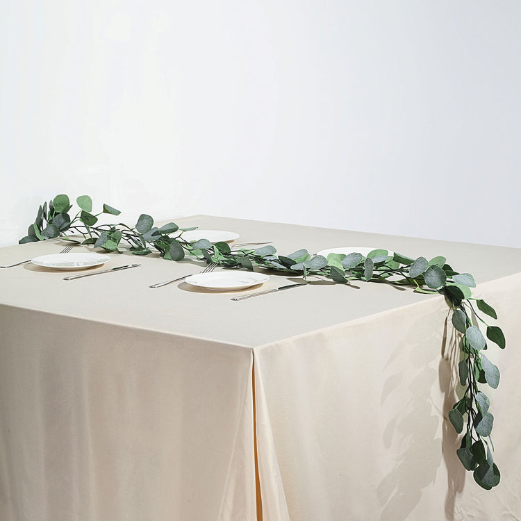 6.5 Feet Frosted Green Artificial Silk Eucalyptus Leaf Garland Vine