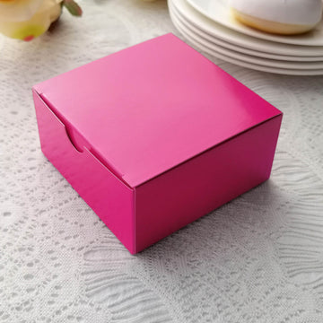 100 Pack Fuchsia Cake Cupcake Party Favor Gift Boxes, DIY 4"x4"x2"
