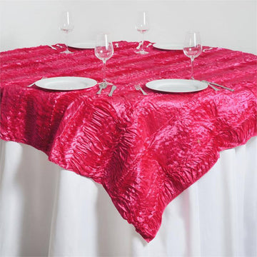 Elevate Your Event Decor with the Premium Fuchsia Crushed Satin Table Overlay