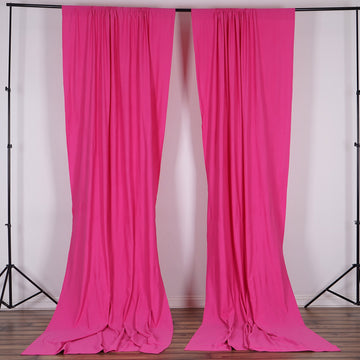 2 Pack Fuchsia Inherently Flame Resistant Scuba Polyester Curtain Panel Backdrops Wrinkle Free With Rod Pockets - 10ftx10ft