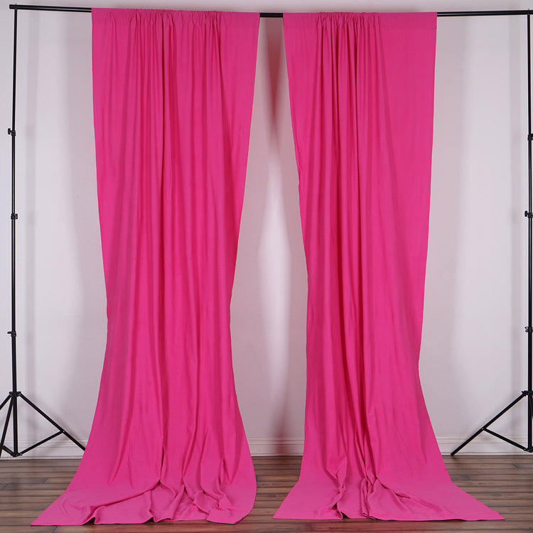 2 Pack Fuchsia Scuba Polyester Curtain Panel Inherently Flame Resistant Backdrops