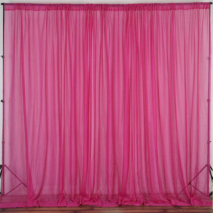 Fuchsia Fire Retardant Sheer Organza Premium Curtain Panel Backdrops With Rod Pockets - 10ft#whtbkgd