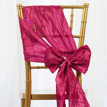 5 Pack Fuchsia Pintuck Chair Sashes 7"x106"