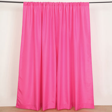 2 Pack | Fuchsia Polyester Drapery Panels With Rod Pockets, Photography Backdrop Curtains, 10ftx8ft - 130 GSM