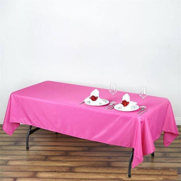 Elevate Your Event Decor with the Fuchsia Seamless Polyester Rectangular Tablecloth 60"x102"