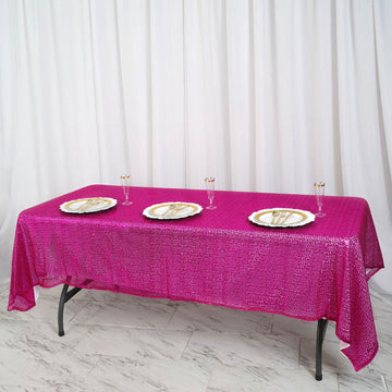 60"x102" Fuchsia Seamless Premium Sequin Rectangle Tablecloth