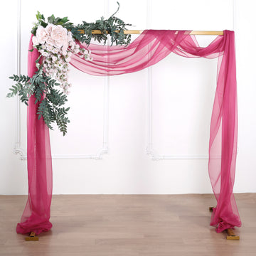 Fuchsia Sheer Organza Wedding Arch Drapery Fabric, Window Scarf Valance 18ft