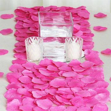 500 Pack Fuchsia Silk Rose Petals Table Confetti or Floor Scatters