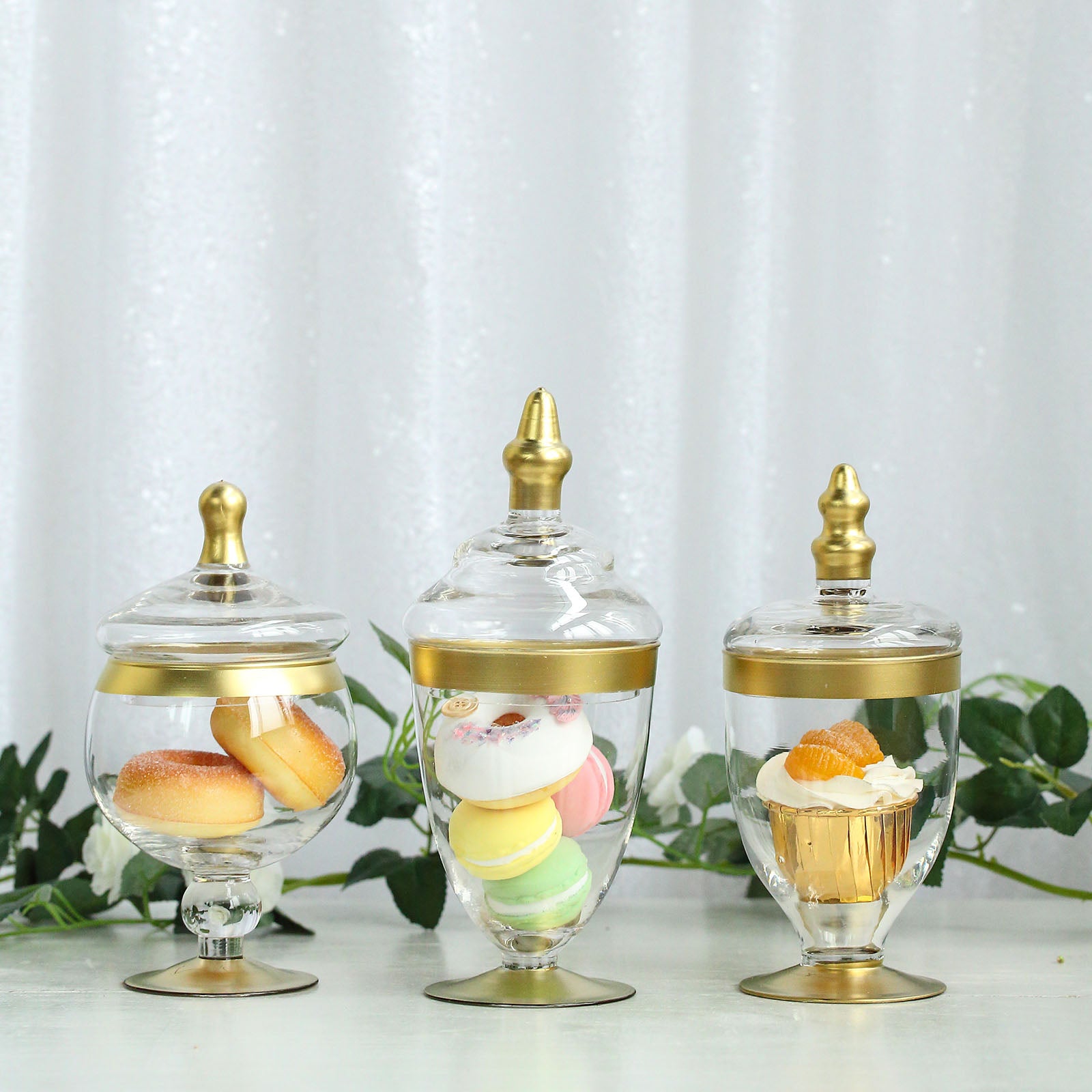 3 pcs 9 13 14 tall Clear Glass Apothecary Jars with Lids