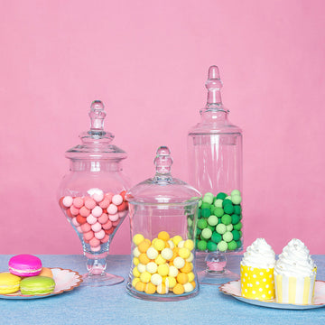 Elevate Your Event Decor with Clear Glass Apothecary Candy Jars