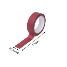 5 Pack Glitter Washi Tape in Burgundy Color 0.5 Inch x 5 Yards