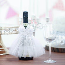 8inch White Bridal Wedding Dress Wine Bottle Koozie, Bottle Cover Sleeve
