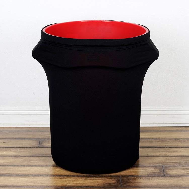 24-40 Gallons Black Stretch Spandex Round Trash Bin Container Cover#whtbkgd
