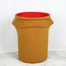 Gold Spandex Stretch Round Trash Bin 41 To 50 Gallons Container Cover