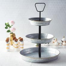20 Inch 3 Tier Galvanized Metal Rustic Serving Tray Dessert Cupcake Stand