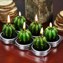 6 Pack | Gift Wrapped Golden Barrel Cactus Tea Light Candles, Wedding Favors With Thank You Tag