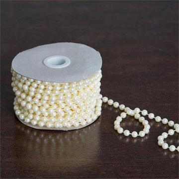 Glossy Ivory Faux Craft Pearl String Bead Strands 12 Yards 6mm