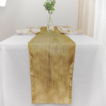 Gold Accordion Crinkle Taffeta Fabric Table Linen Runner 12 Inch x 108 Inch