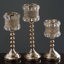 Gold Acrylic Crystal Beaded Goblet Votive Candle Holder Set Of 3