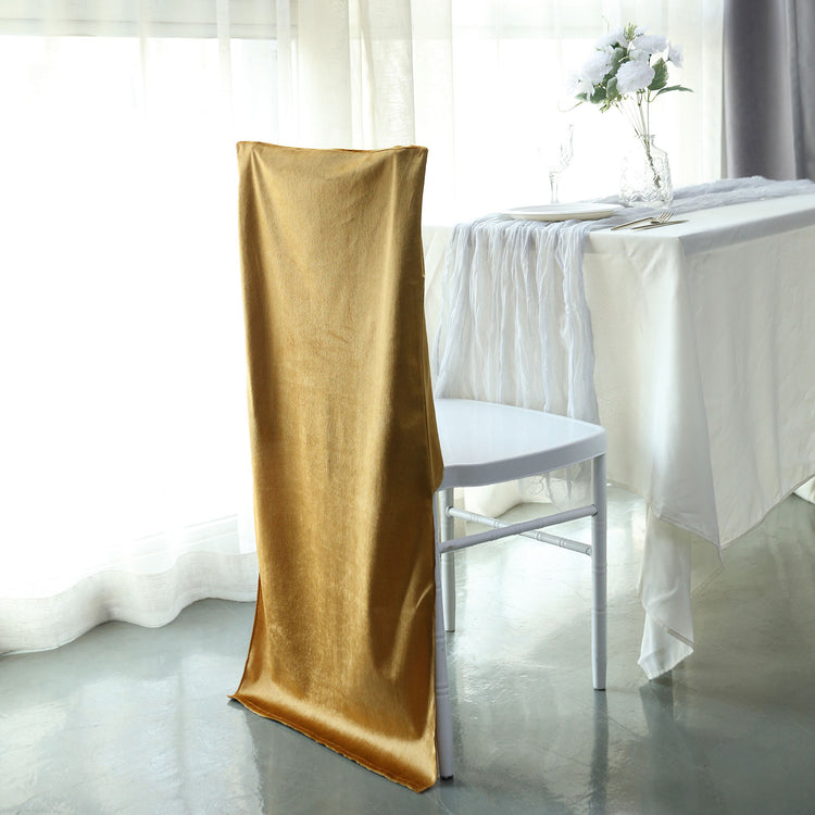 Gold Buttery Soft Velvet Chiavari Chair Solid Back Slipcover