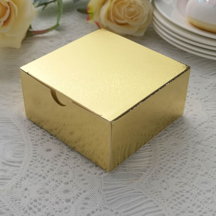 100 Pack Gold Cake Favor Boxes DIY 4 Inch x 4 Inch x 2 Inch