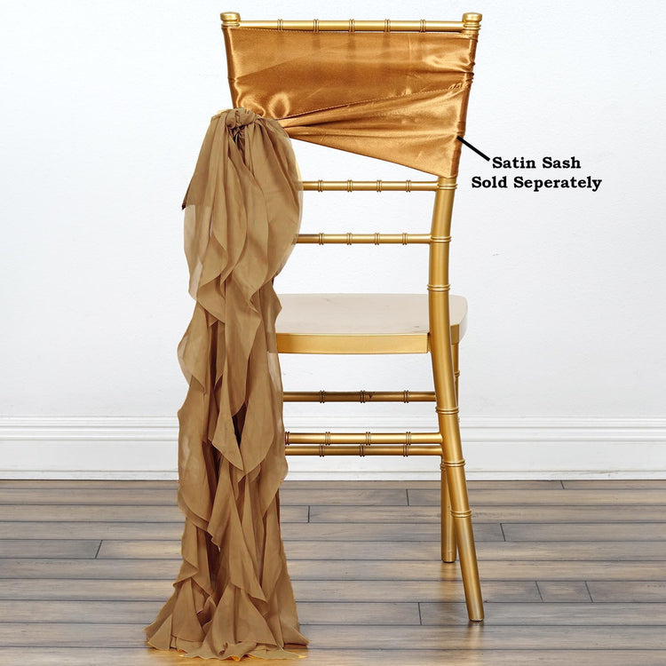 Chiffon Curly Chair Sash In Gold