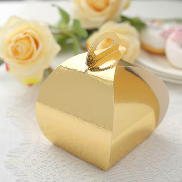 25 Pack Gold Cupcake Party Favor Gift Boxes, DIY Easy Assembly 3.5"