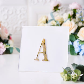 Gold Decorative Rhinestone Alphabet Stickers for DIY Crafts