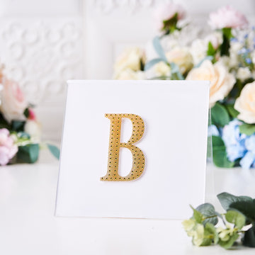 Gold Decorative Rhinestone Alphabet 'B' Letter Stickers for DIY Crafts