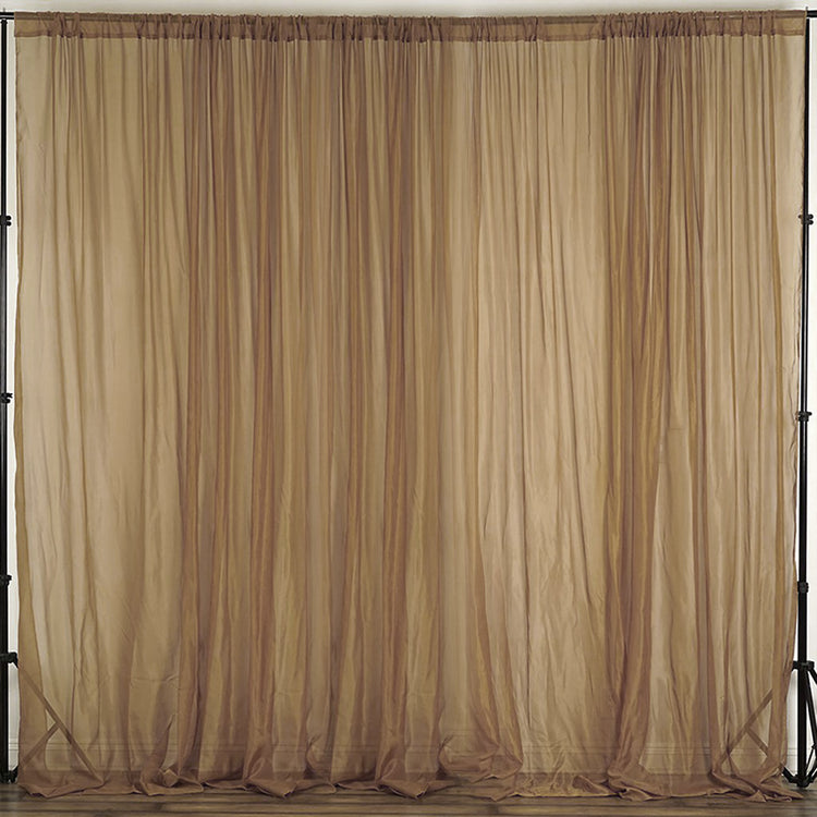 Gold Fire Retardant Sheer Organza Premium Curtain Panel Backdrops With Rod Pockets - 10ft#whtbkgd
