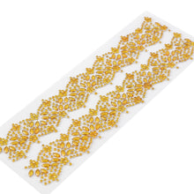 2 Pack | Gold Floral Trim Rhinestone Stickers, Self Adhesive Diamond Craft Gem Stickers