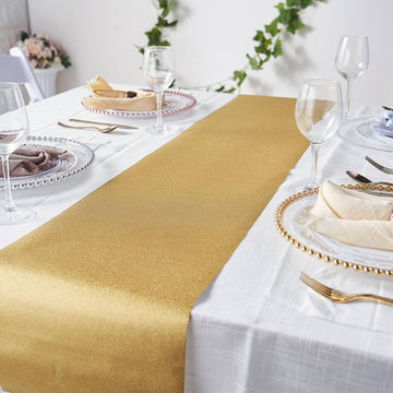 Gold Glitzing Glitter Table Runner, Disposable Paper Table Runner 9ft