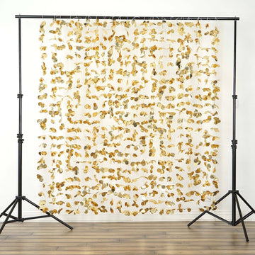 Gold Hanging Silk Flower Garland Doorway Curtain Room Divider, Event Backdrop 6ftx6ft