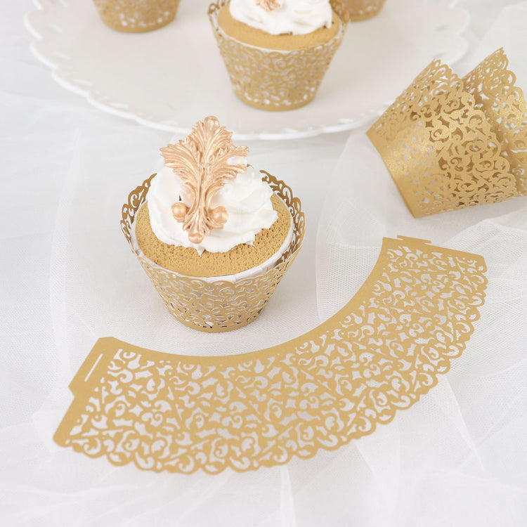 Gold Lace Laser Cut Cupcake Wrappers 25 Pack