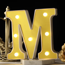 6" Gold 3D Marquee Letters - Warm White 7 LED Light Up Letters - M