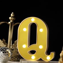 6 Gold 3D Marquee Letters - Warm White 7 LED Light Up Letters - Q