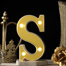 6 Gold 3D Marquee Letters - Warm White 4 LED Light Up Letters - S