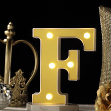 6 Gold 3D Marquee Letters - Warm White 5 LED Light Up Letters - F