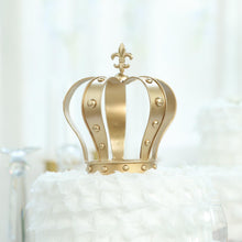 8 Inch Gold Metal Fleur De Lis Top Royal Crown Cake Topper