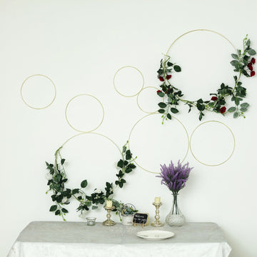 Set of 5 | Gold Metal Floral Hoop Wreath , Dreamcatcher Hoops