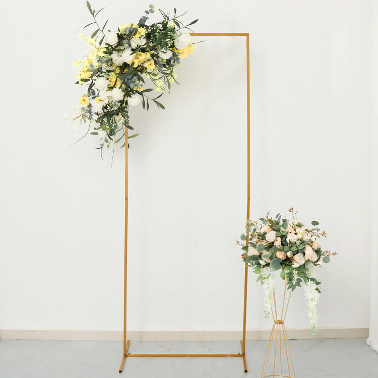 6.5 Feet Metal Rectangular Backdrop Stand Gold Color Floral Display And Wedding Arch
