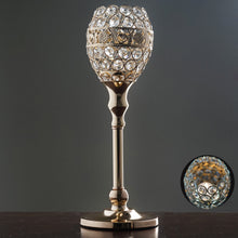 Gold Metal Goblet Acrylic Crystal Votive Candle Holder Set 2 Pack 14 Inch