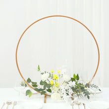 Gold Round Self Standing Metal Hoop Table Floral Wreath Frame 28 Inch