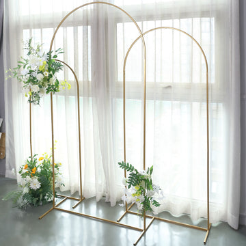 7ft Gold Metal Wedding Arch Chiara Backdrop Stand Floral Display Frame With Round Top