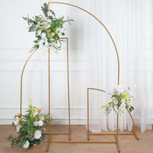 7 Feet Gold Metal Floral Arch Frame Chiara Backdrop Stand with Half-Moon Style