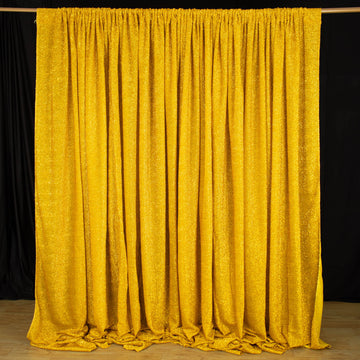 20ftx10ft Gold Metallic Shimmer Tinsel Photo Backdrop Curtain, Event Background Drapery Panel