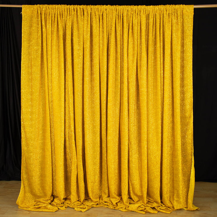 20ftx10ft Gold Metallic Shimmer Tinsel Photo Backdrop Curtain, Event Background Drapery Panel