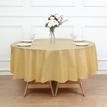Elegant Gold Waterproof Plastic Tablecloth for Stunning Event Decor