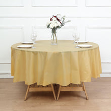 5 Pack Gold Round Plastic Tablecloths, Waterproof Disposable Table Covers - 84inch