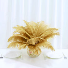 12 Pack Gold Ostrich Feather For Centerpiece Fillers 13-15 Inch